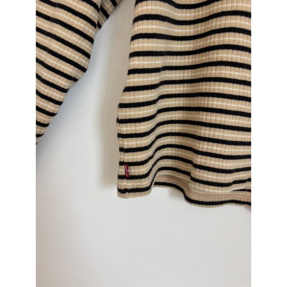 Levi’s Long Sleeve Britt Snap Front Striped Ribbed Top Womens Plus Size XXL New - Picture 2 of 7
